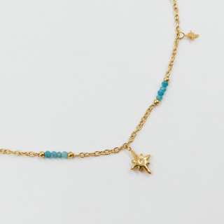 Collier acier doré et bleu étoile du nord