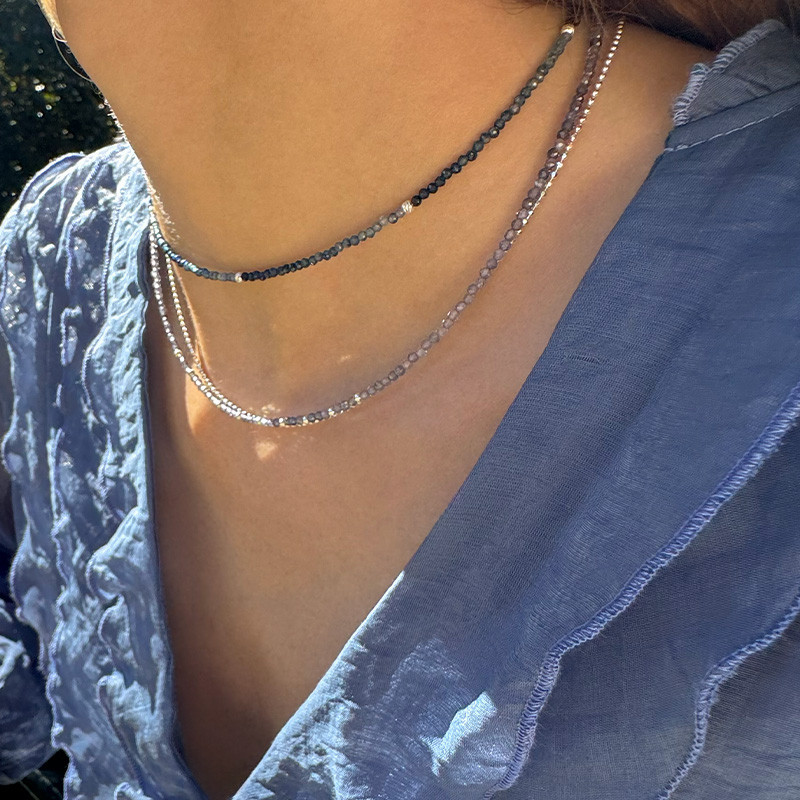 Collier Argent Saphir Bleu