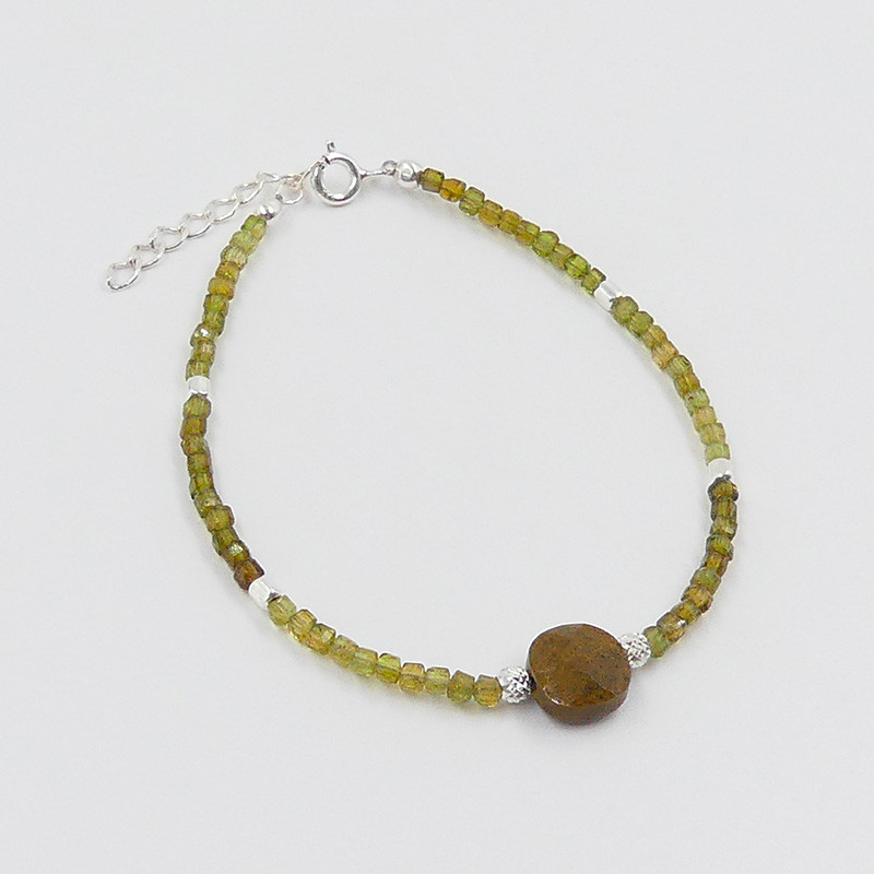 Bracelet Argent tourmaline verte