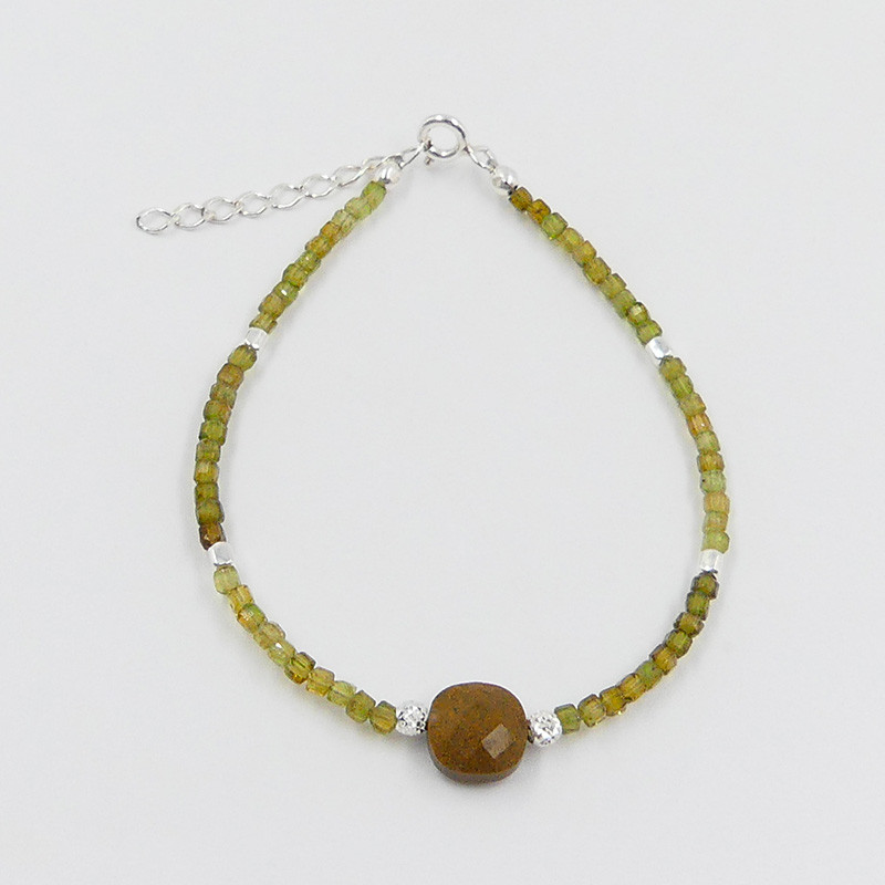 Bracelet Argent tourmaline verte