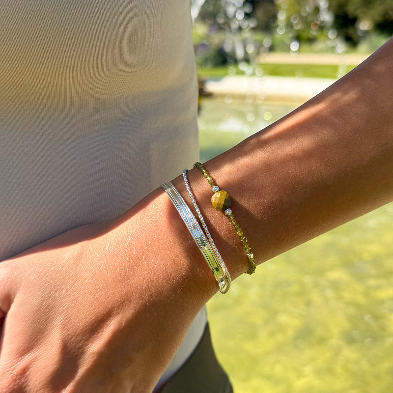 Bracelet Argent tourmaline verte