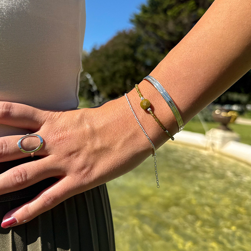Bracelet Argent tourmaline verte