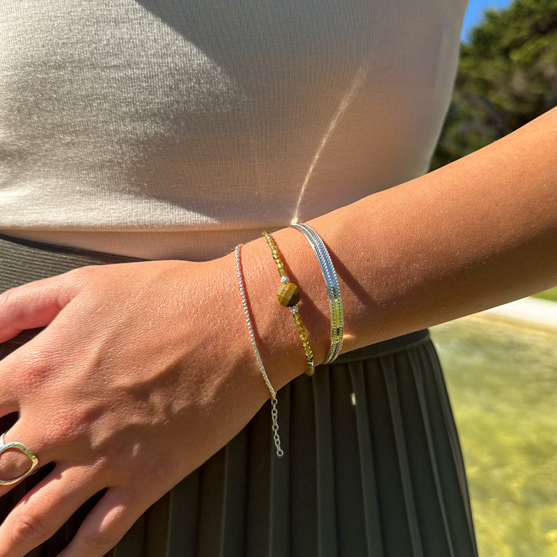 Bracelet Argent tourmaline verte