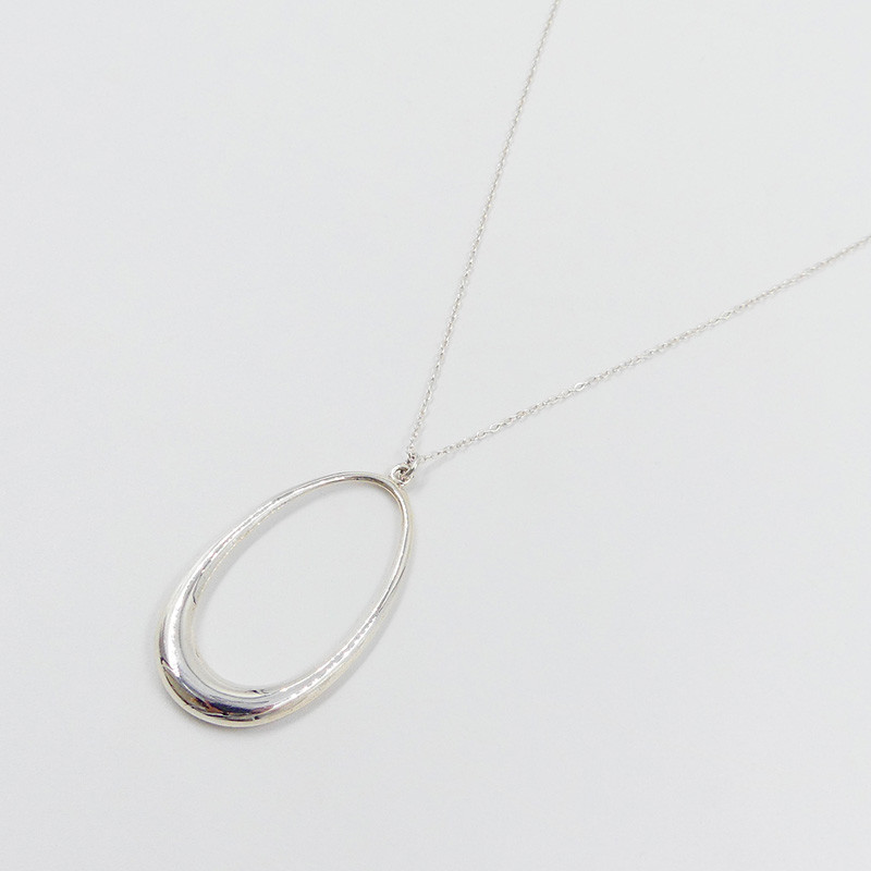 Collier Argent gros pendentif ovale