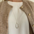 Collier Argent gros pendentif ovale