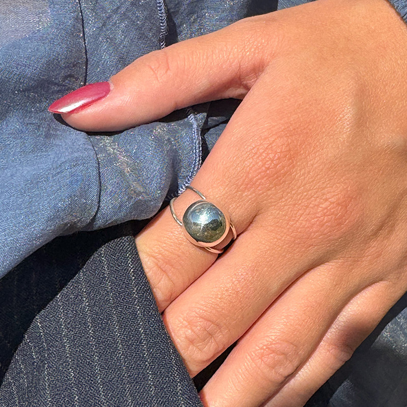 Bague Argent demi sphère