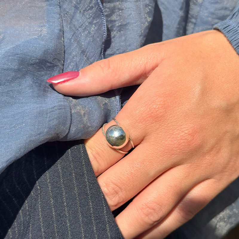 Bague Argent demi sphère