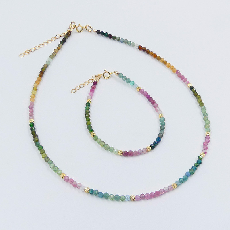 Bracelet Doré rang de tourmaline