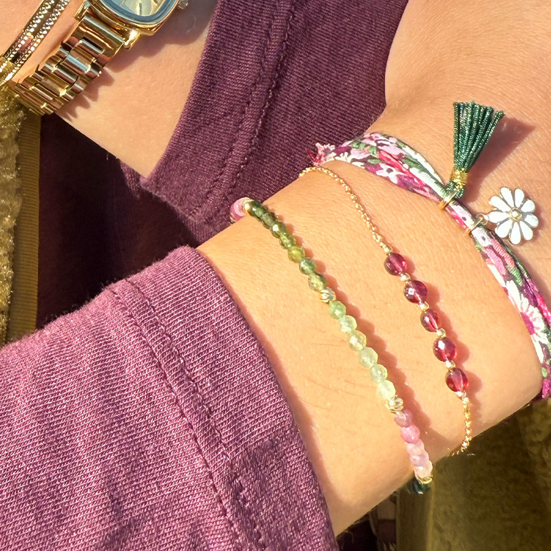Bracelet Doré rang de tourmaline