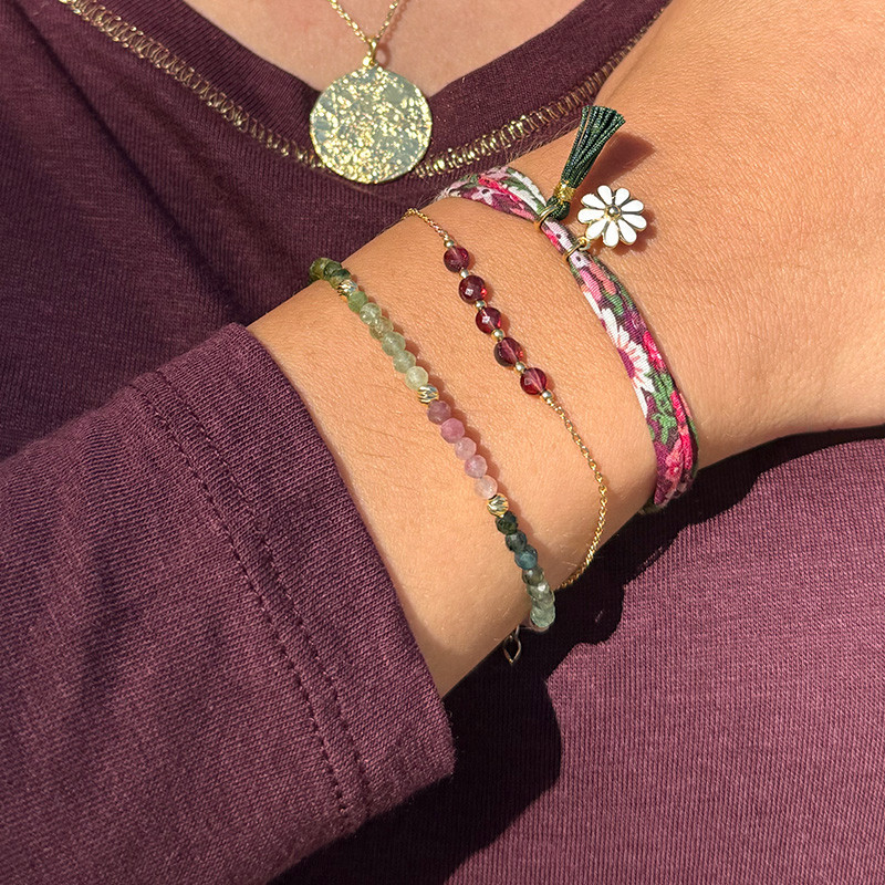 Bracelet Doré rang de tourmaline