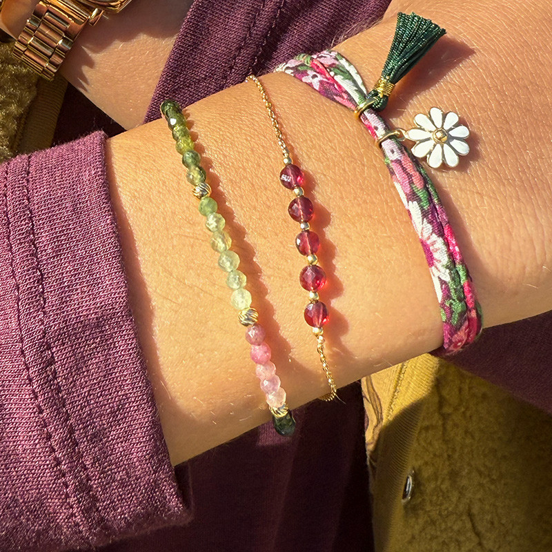 Bracelet Doré rang de tourmaline