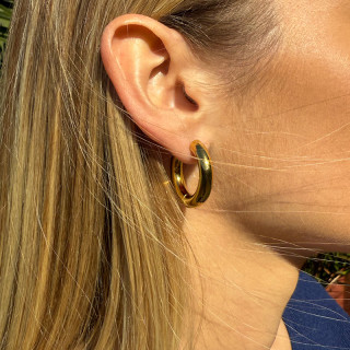 Créoles bouées épaisses acier doré