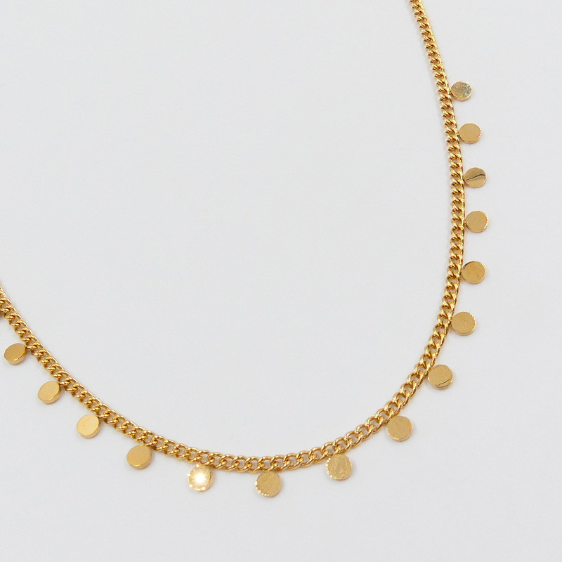 Collier acier doré rang de pastilles
