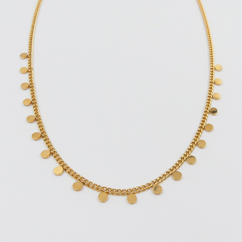 Collier acier doré rang de pastilles