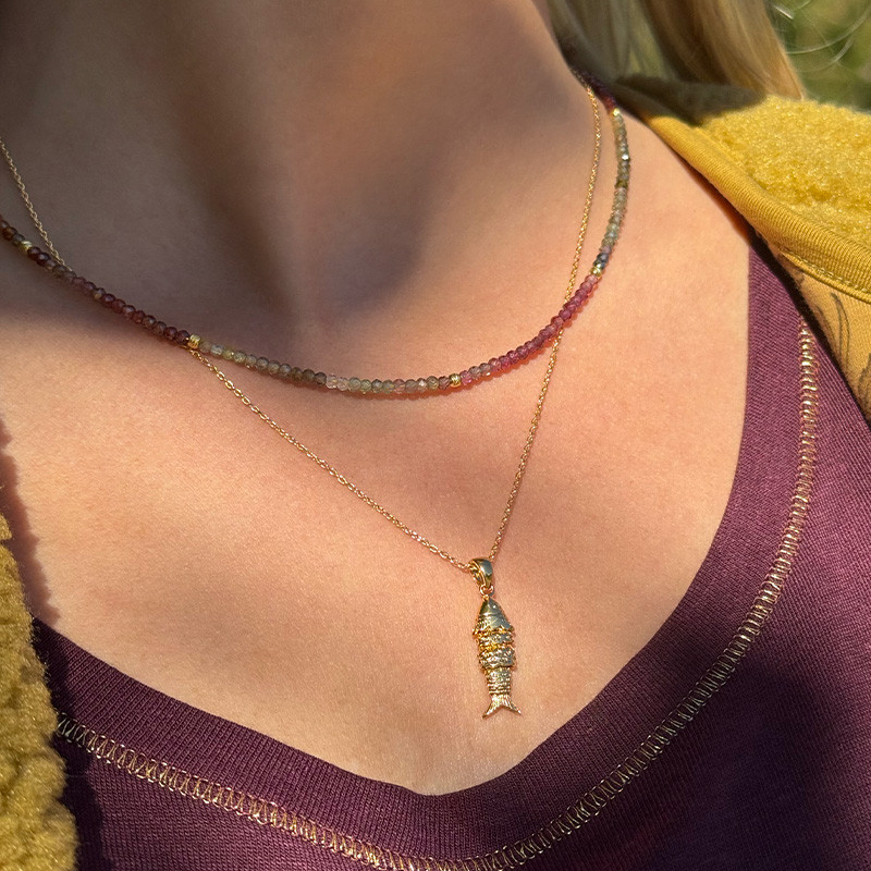 Collier doré pierres fines Spinelle