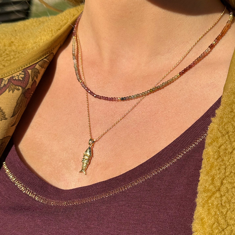 Collier doré pierres fines Spinelle