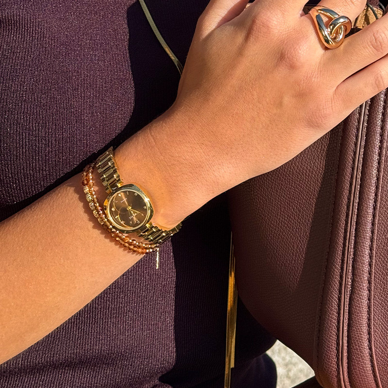 Bracelet plaqué or double rangs Garnet