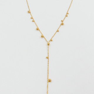 Collier cravate acier doré boule