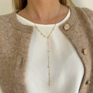 Collier cravate acier doré boule