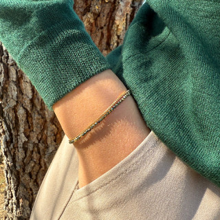 Bracelet plaqué or double rangs pyrite