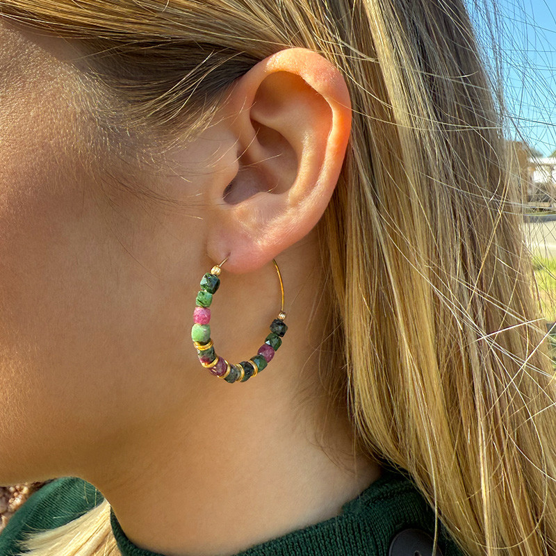 Créoles Dorées pierres fines