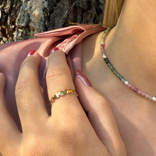 Bague dorée fine pastilles