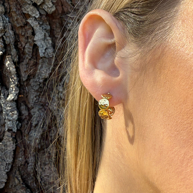 Mini créoles ouvertes acier doré