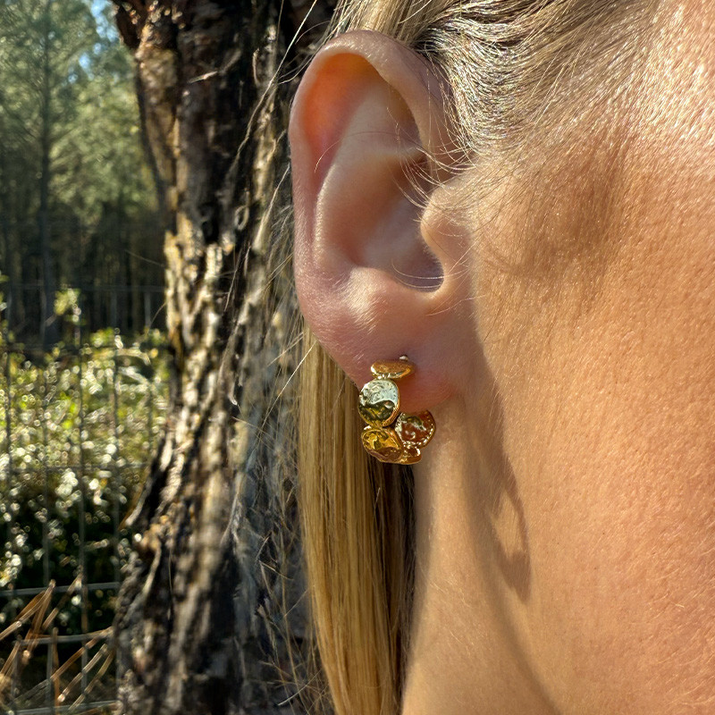 Mini créoles ouvertes acier doré