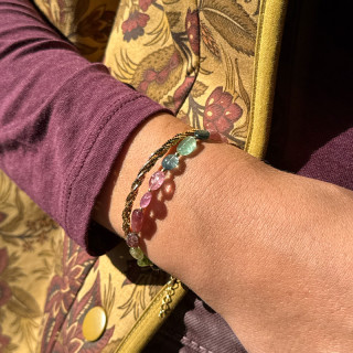 Bracelet Doré pierre lisse Tourmaline