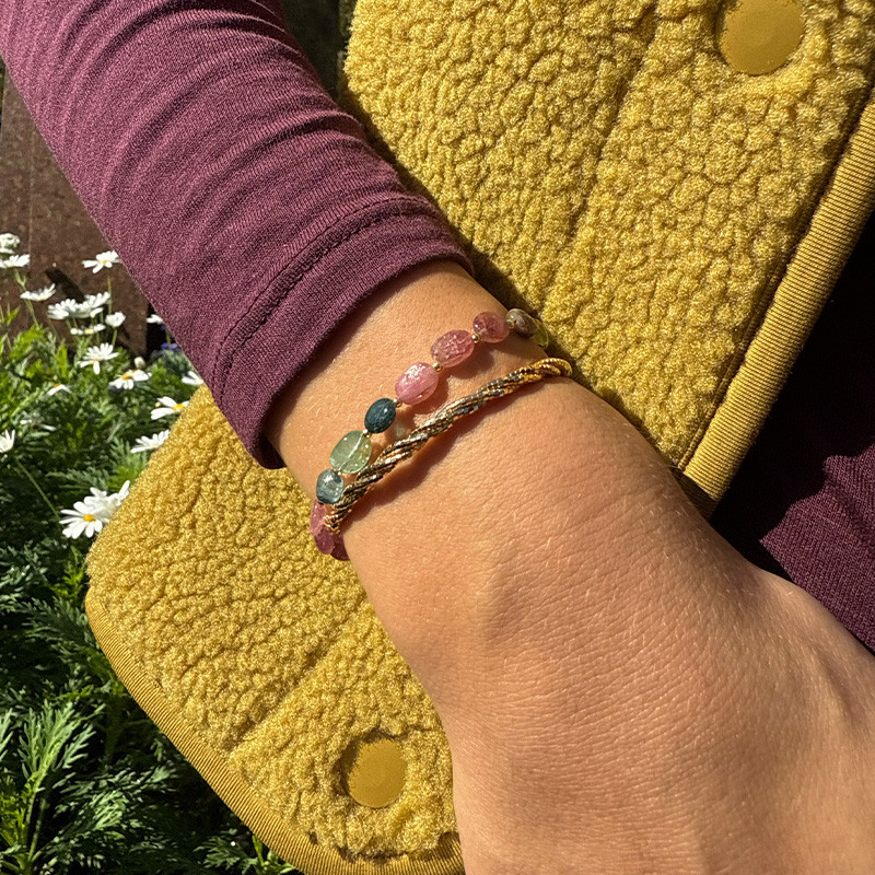 Bracelet Doré pierre lisse Tourmaline