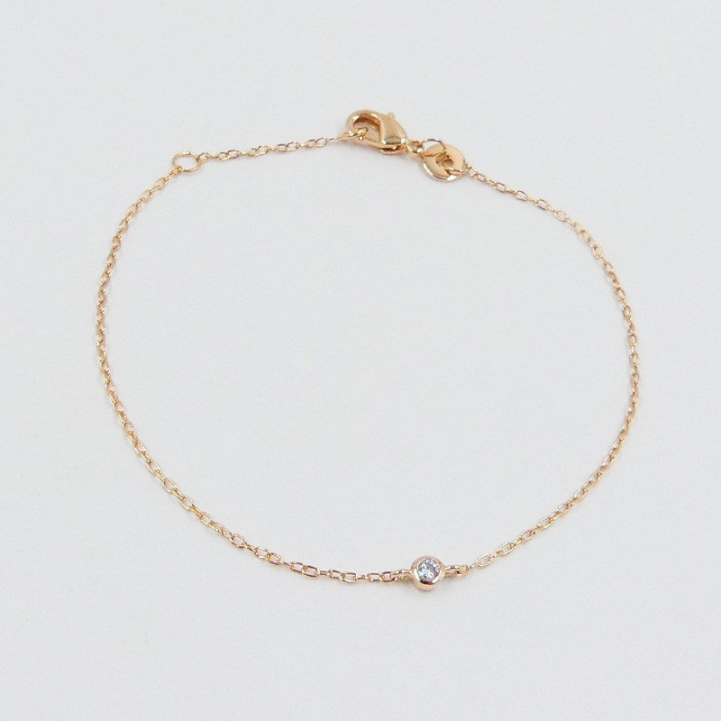 Bracelet plaqué or solitaire strass