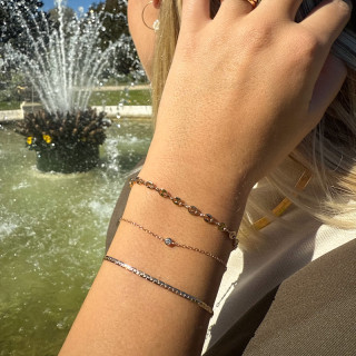 Bracelet plaqué or solitaire strass