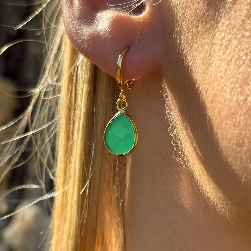 Boucles d'oreilles Doré Goutte pierres
