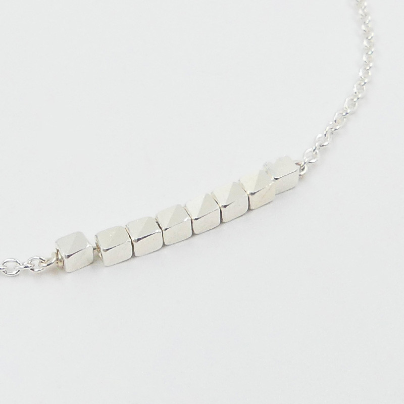 Bracelet Argent barrette perles carrées