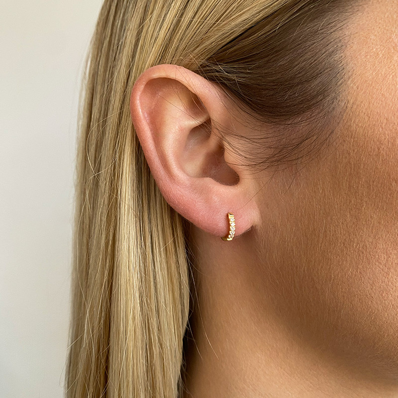 Mini Créoles Dorées Strass 8mm