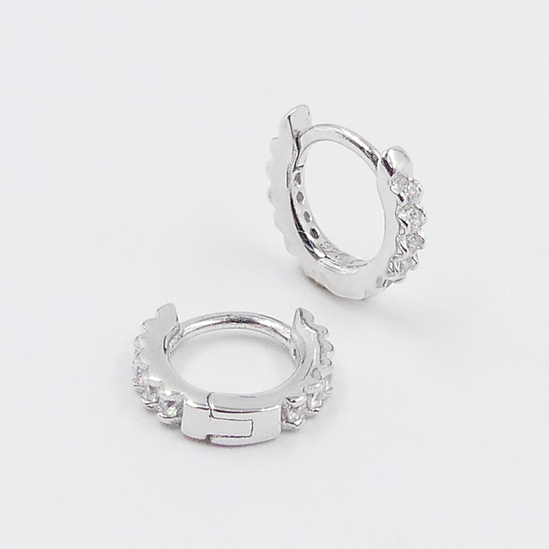 Mini Créoles Argent Strass 8mm