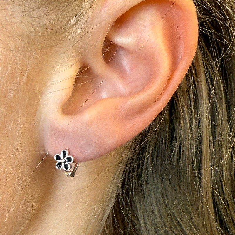 Mini Créoles Argent fleur