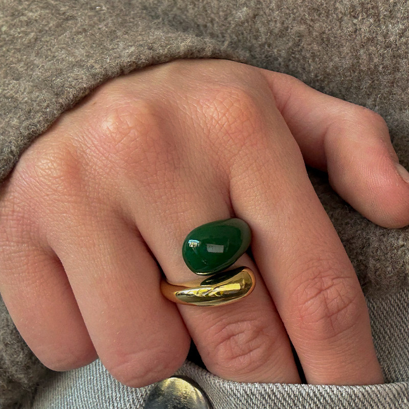 Bague acier doré enlacée ajustable bicolore