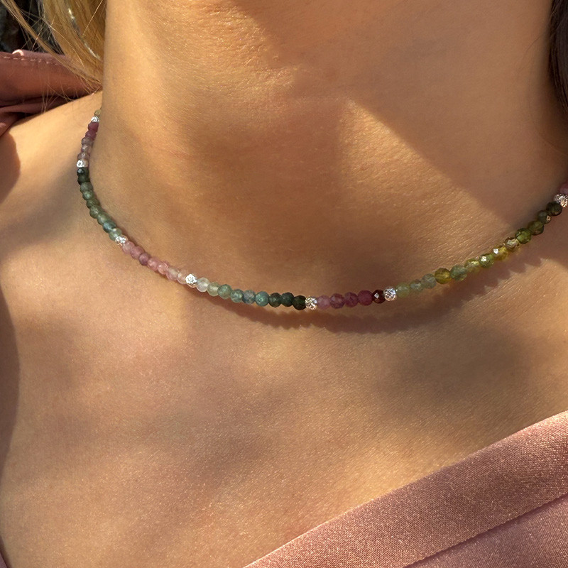 Collier Argent multi tourmaline pour femme
