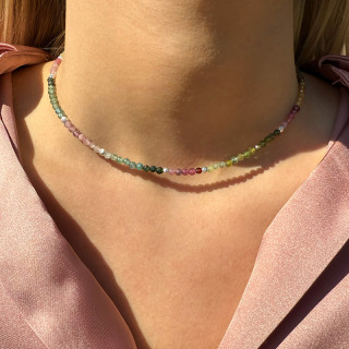 Collier Argent multi tourmaline