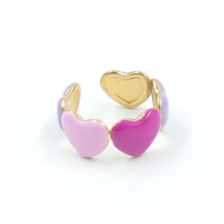 Bague ajustable acier coeur coloré