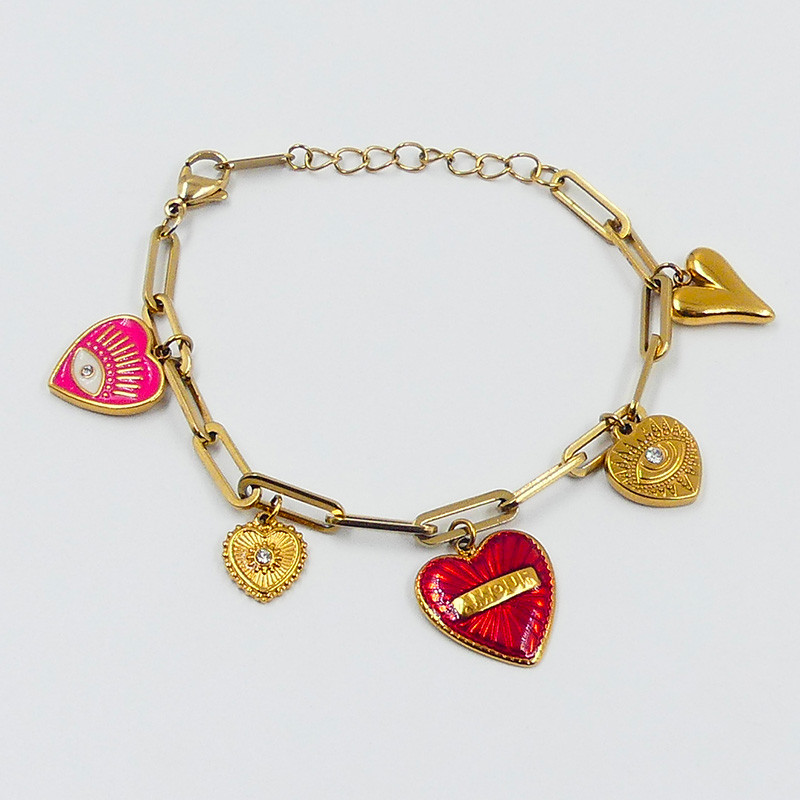 Bracelet Charms Dorés pour la st valentin