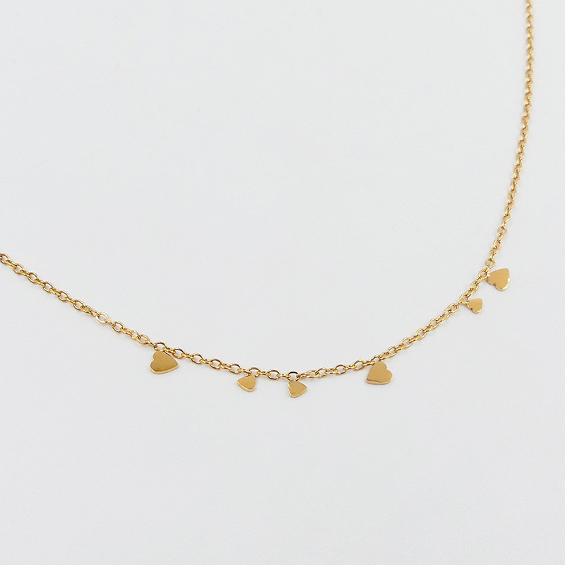 Collier acier doré pastille coeur