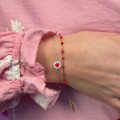 Bracelet Cordon Doré nacre coeur rose