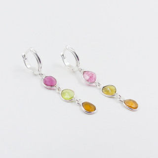 Créoles Argent pendantes Tourmaline