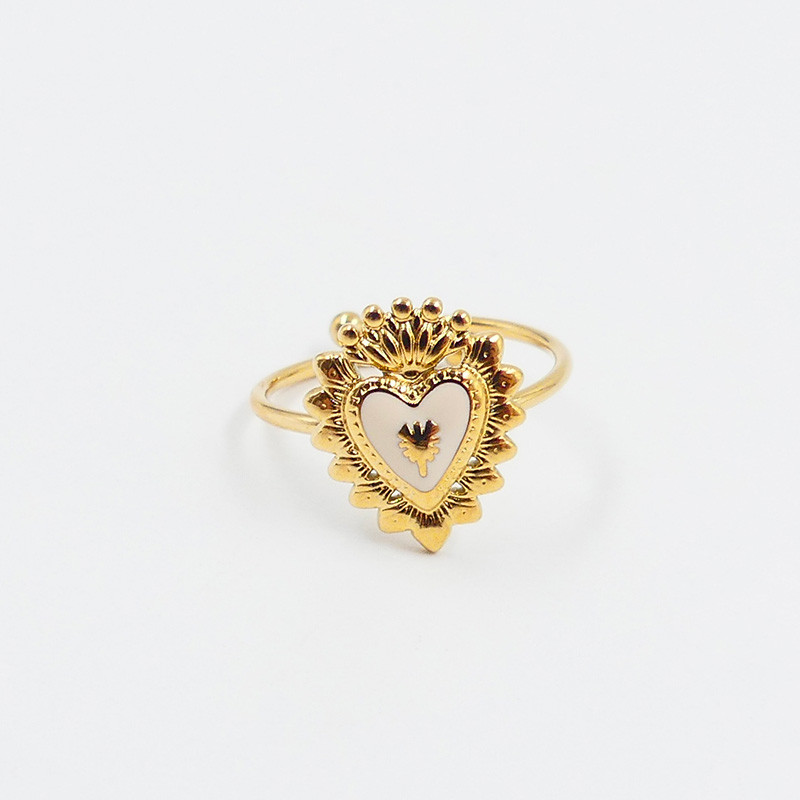 Bague ajustable acier coeur couronne