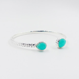 Jonc Argent ouvert Goutte Amazonite