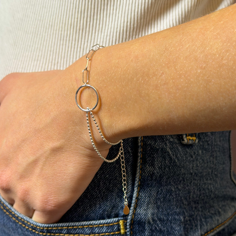 Bracelet Argent Cercle double maille