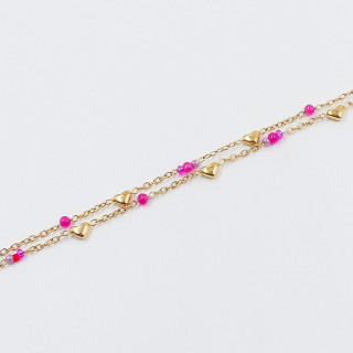 Bracelet double acier doré coeur