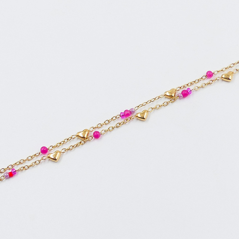 Bracelet double acier doré coeur